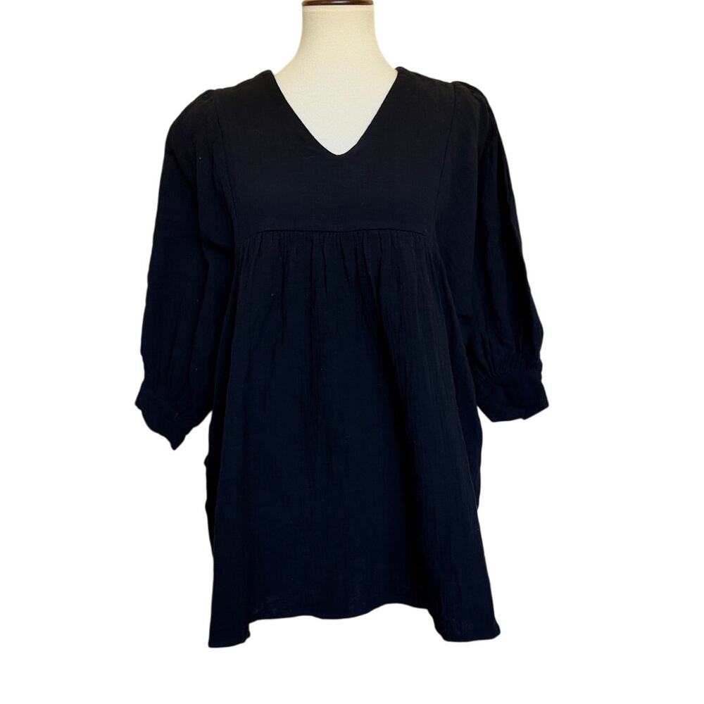 Pomander Place Millie Cotton Gauze Dress - Black - Extra Small